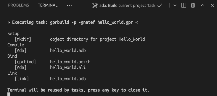 Build Task Terminal