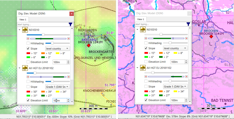 Elevation data from DEM