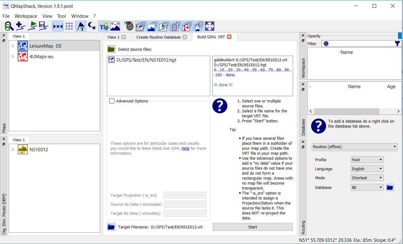 Create VRT for elevation data