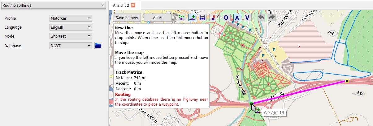 No fly-as-a-bird routing with Routino