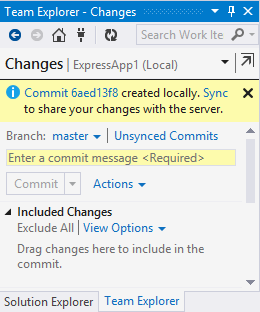 Team Explorer Commit Notification