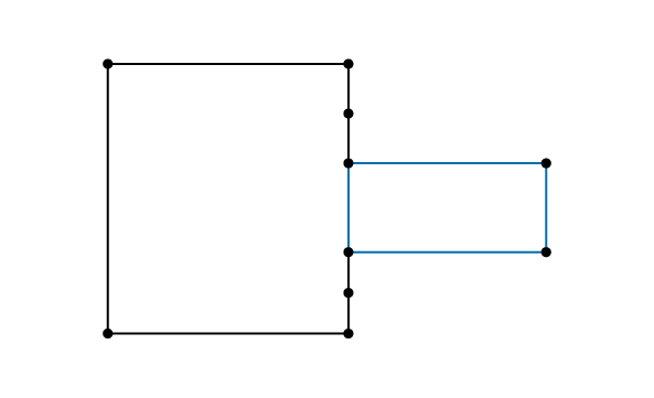 Shapes with partially shared edges