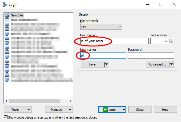 WinSCP new connection