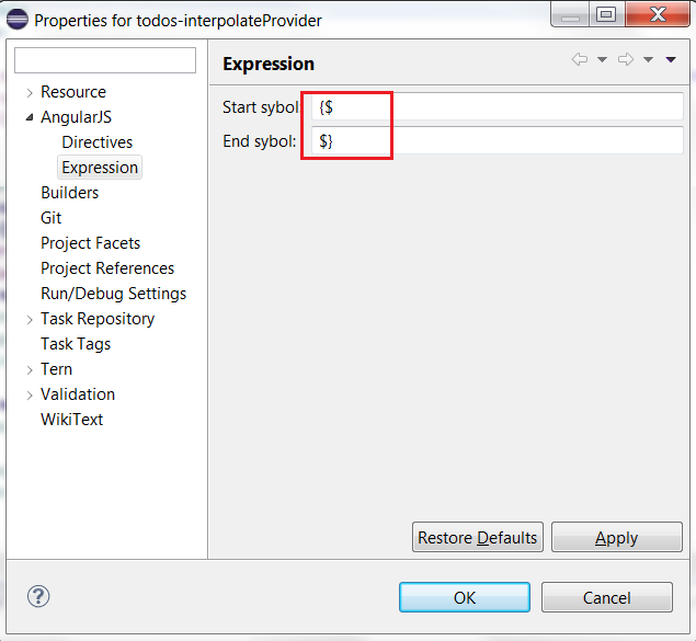 Customizing interpolation markup