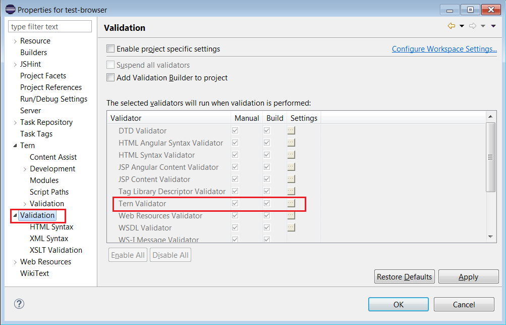 Tern validator - Validation