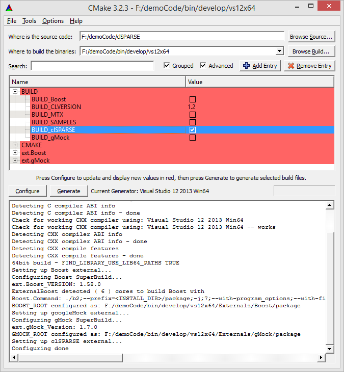 cmake-gui configure