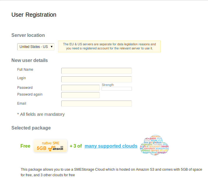 Registration form