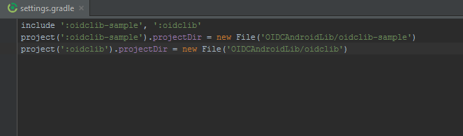 Generated settings.gradle file