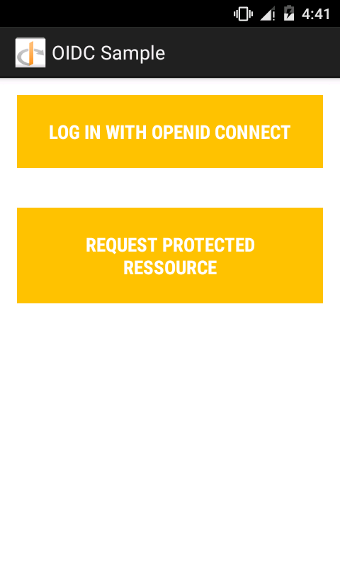 OidcAndroidLib Sample Screeshot