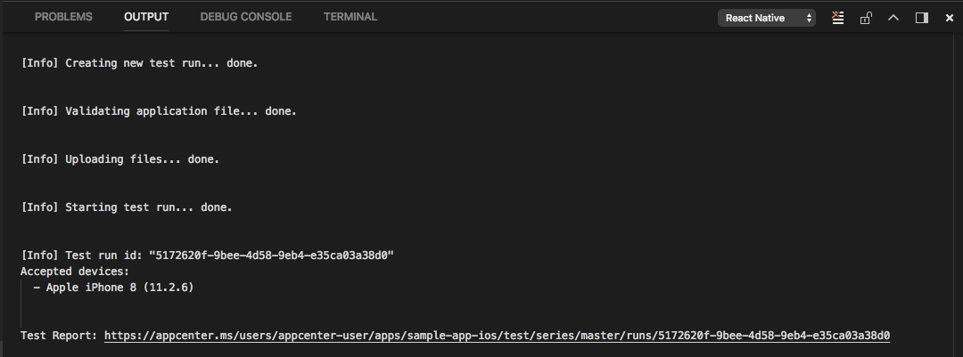 appcenter-test-output.png
