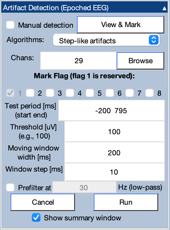 Artifact Detection for Step-Like Artifacts